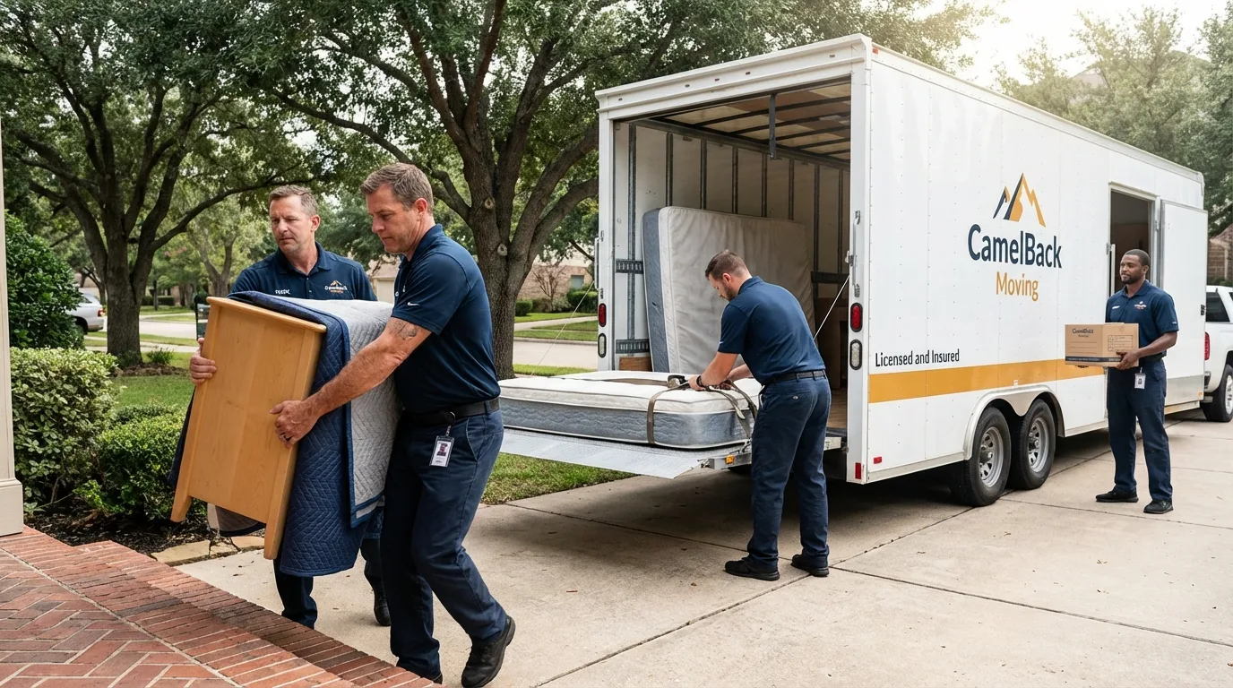 Crew loading residential truck for cross-state move from Statenville, GA