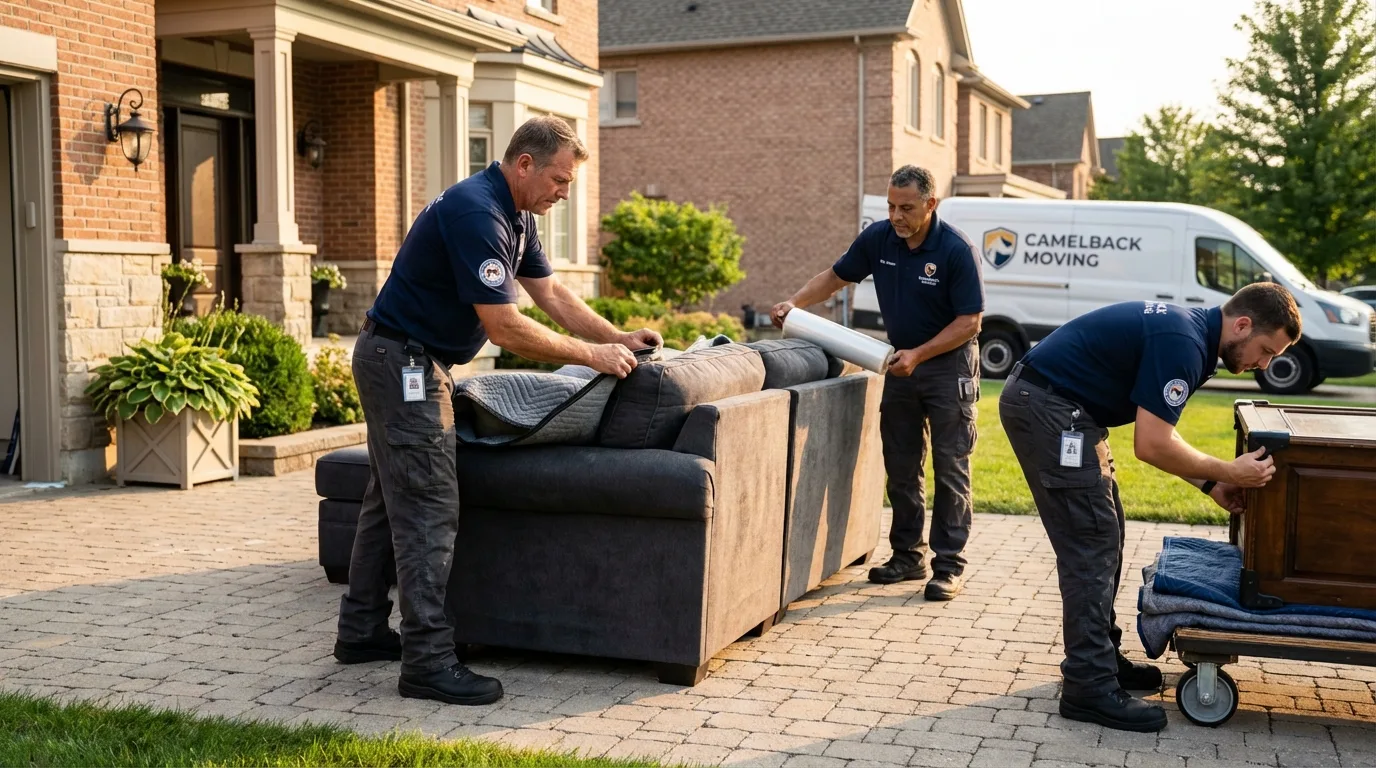 Large estate moving crew wrapping furniture in Statenville, GA