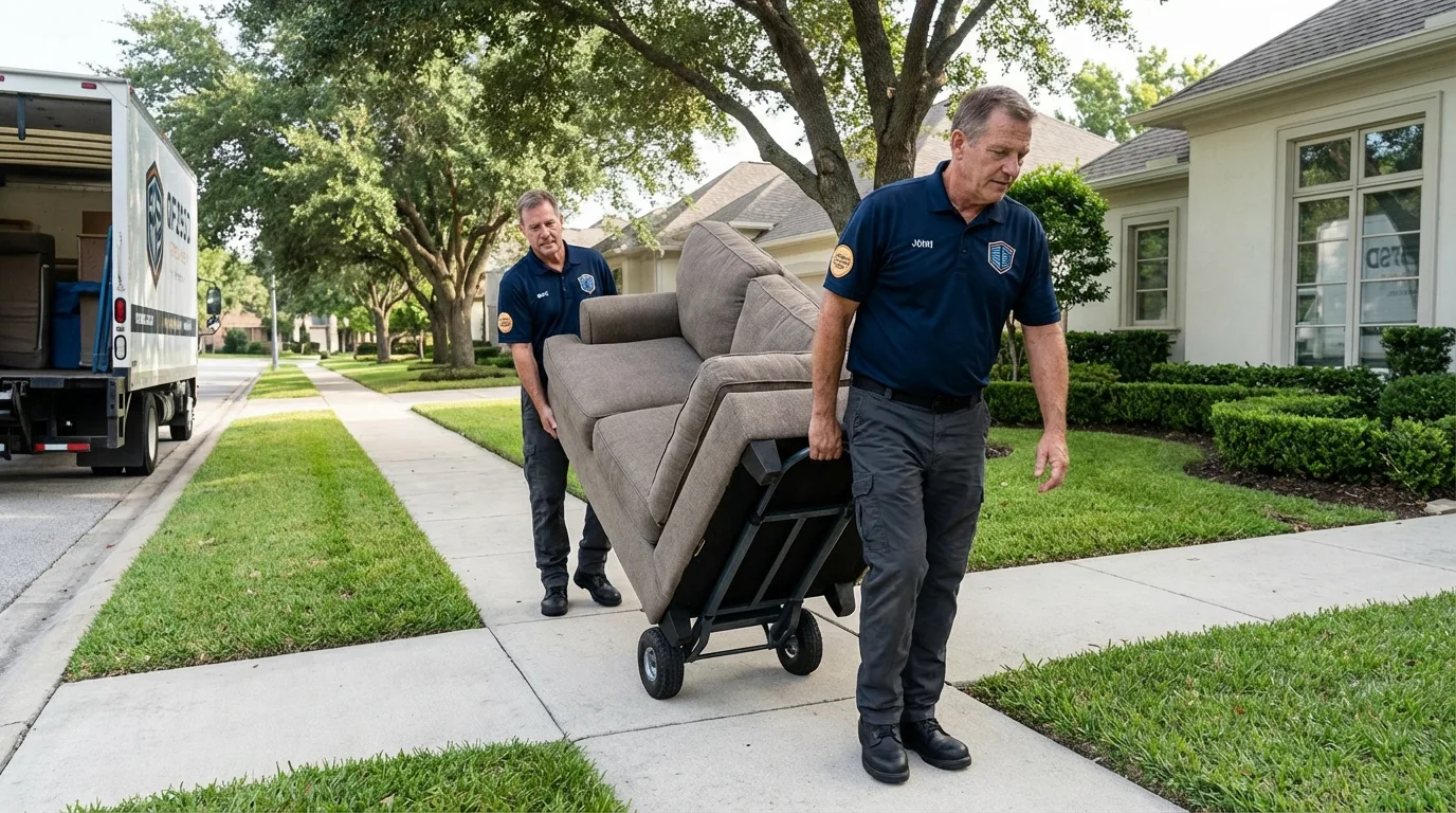 Local residential moving crew loading furniture in Statenville, GA